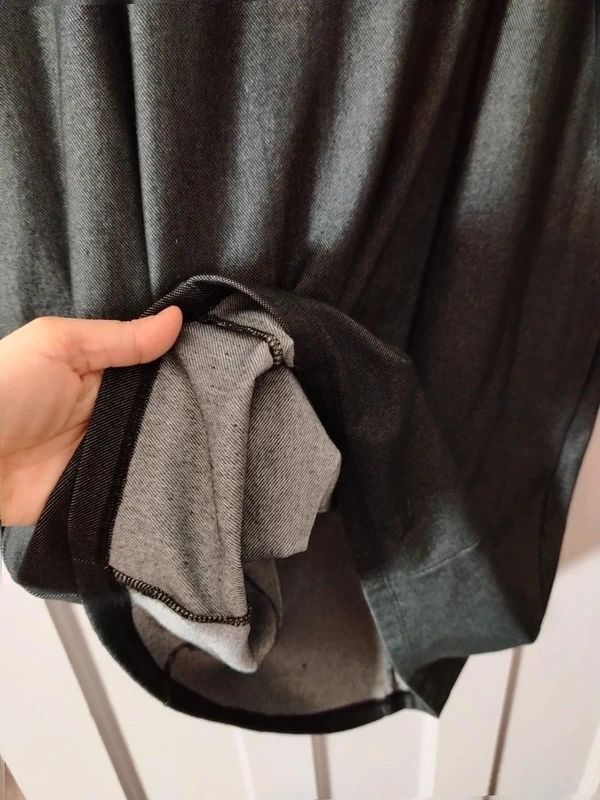 Kim and Co black denim look stretch dress cap sleeve size l fits UK 14 16