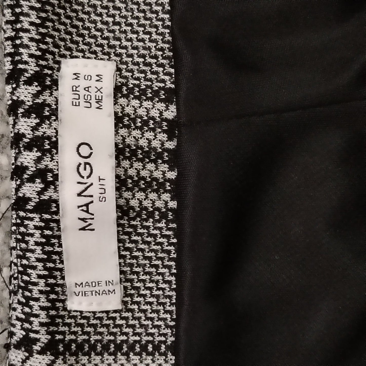 Mango Suit Skirt Womens M Plaid Pencil Knee Length Lined Black White Back Vent