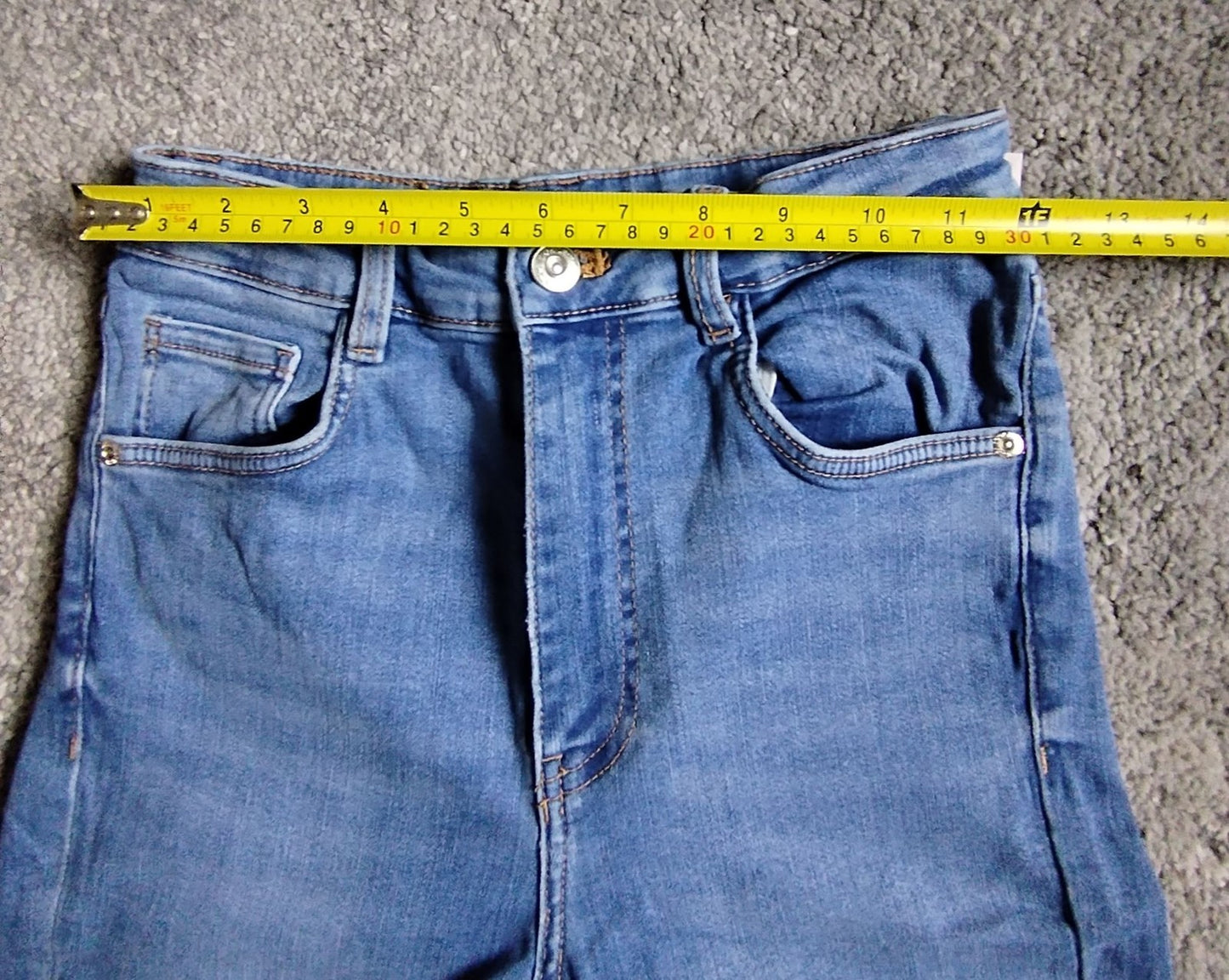 ZARA Jeans Womens UK 8 Light Blue High Waist Skinny Stretch Ankle Denim Slim