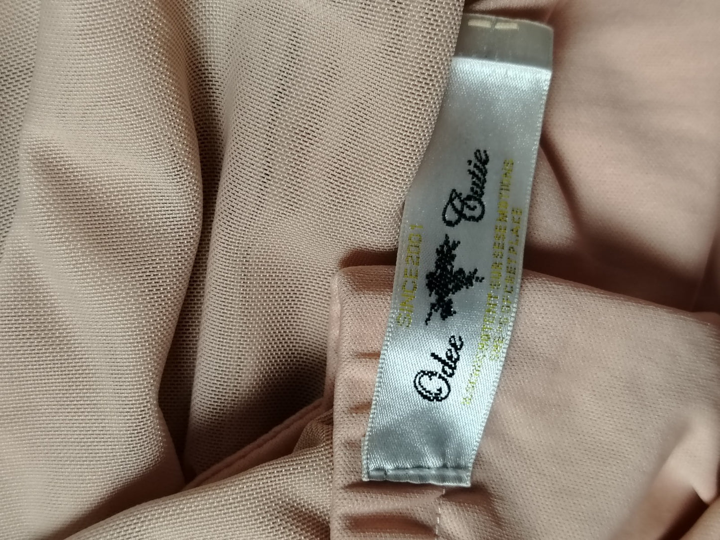 Odee Cutie Nude Beige Ruched Midi Dress Red Rose Floral Long Sleeve UK 8/10 Fair