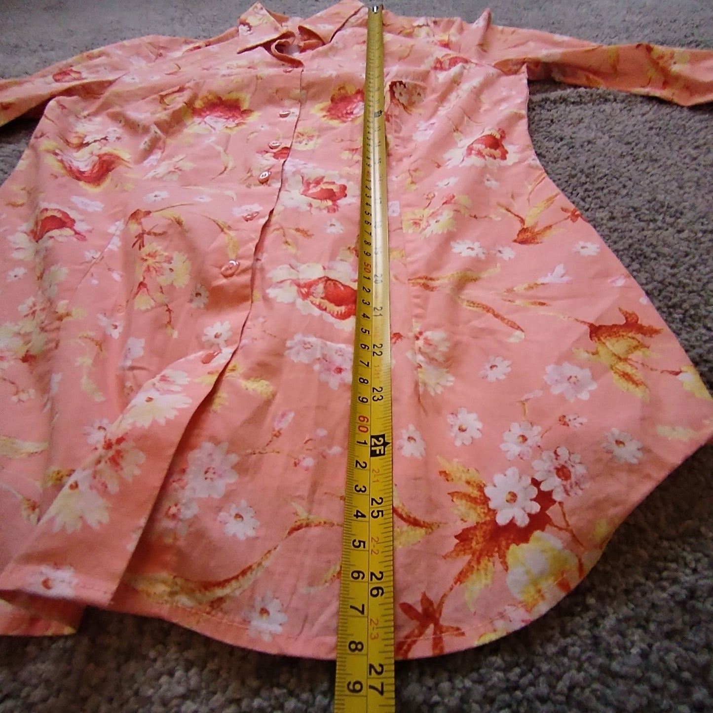 Hawes & Curtis Shirt Womens 12 Fitted Button-Up Long Sleeve Floral Pink Blouse