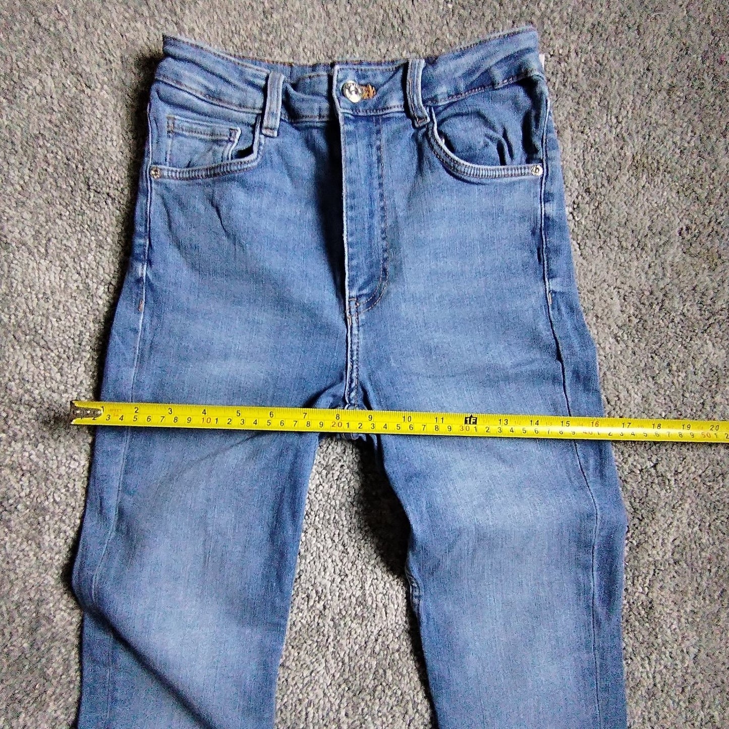 ZARA Jeans Womens UK 8 Light Blue High Waist Skinny Stretch Ankle Denim Slim