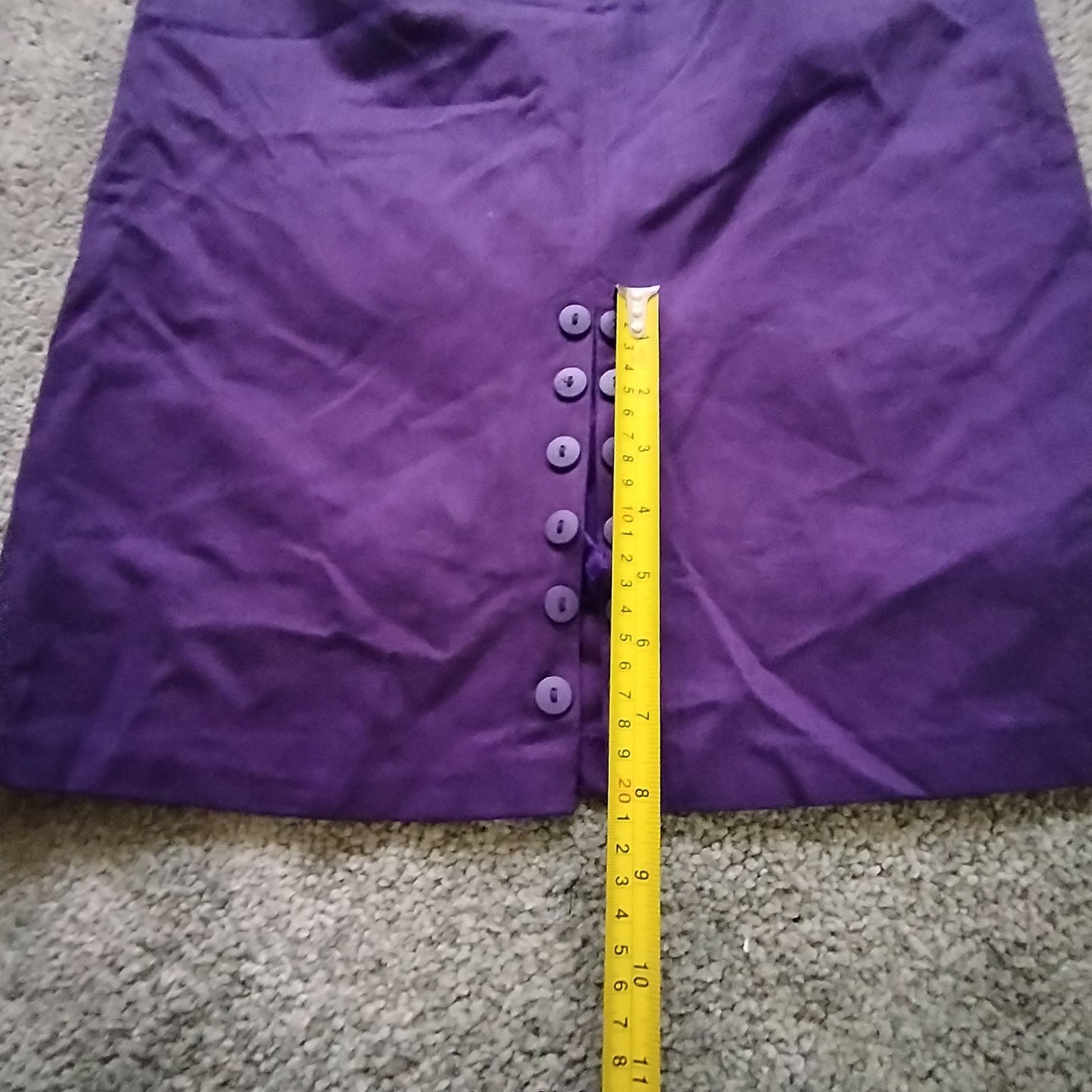 Vintage Skirt Size 12 Purple High Waist Pencil Button Back 65%Poly 35%Cotton