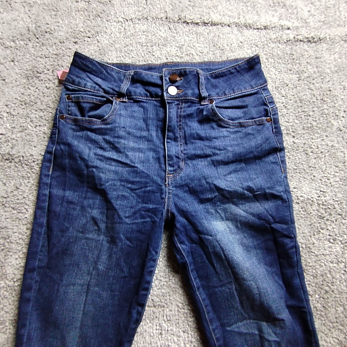 d.jeanS Jeans Womens 8 High Waist Stretch Skinny Dark Blue Denim Slim Trousers