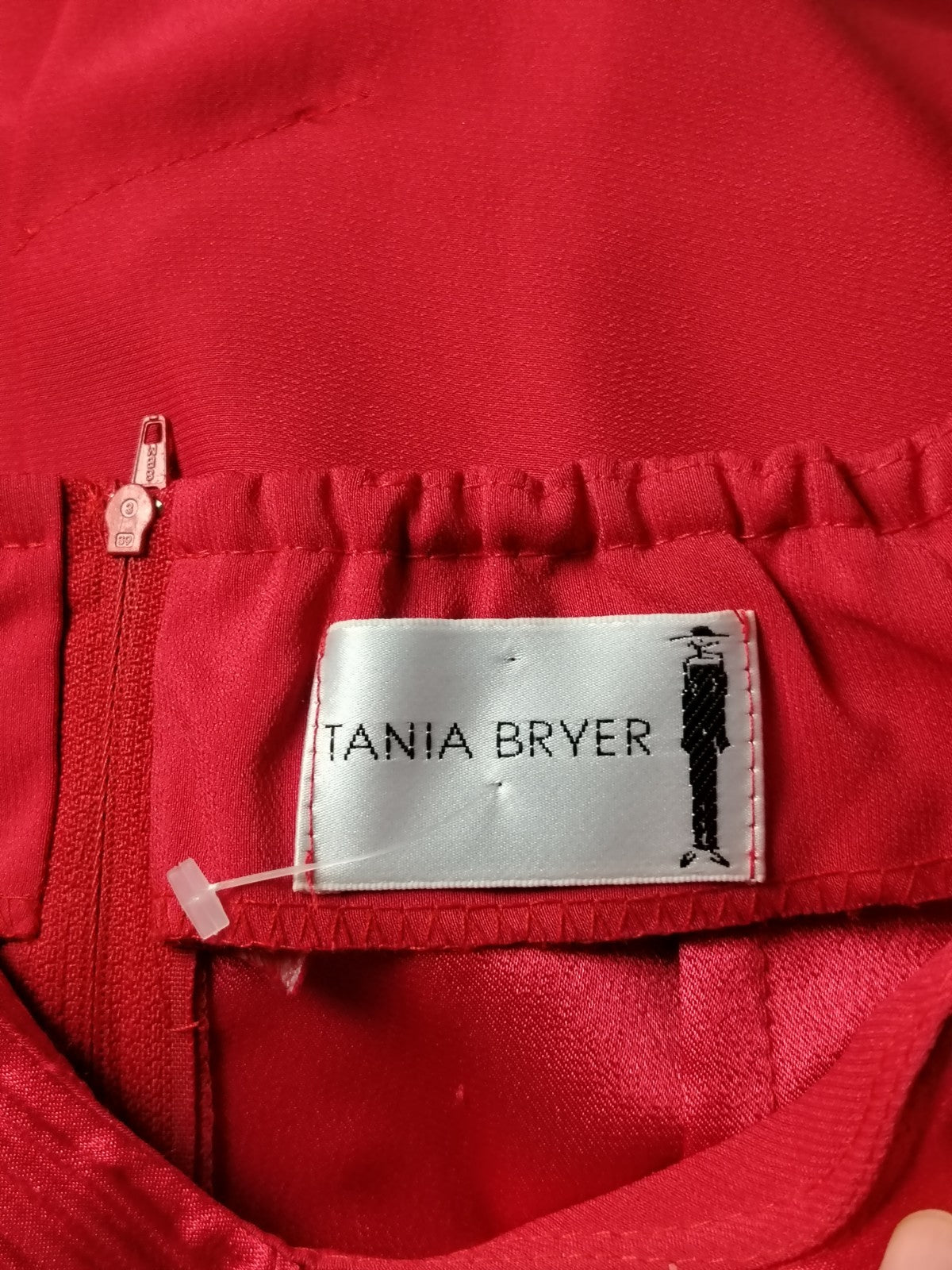 Tania Bryer Red Occasion Dress Pleated V-Neck Midi Est Size UK 10/12