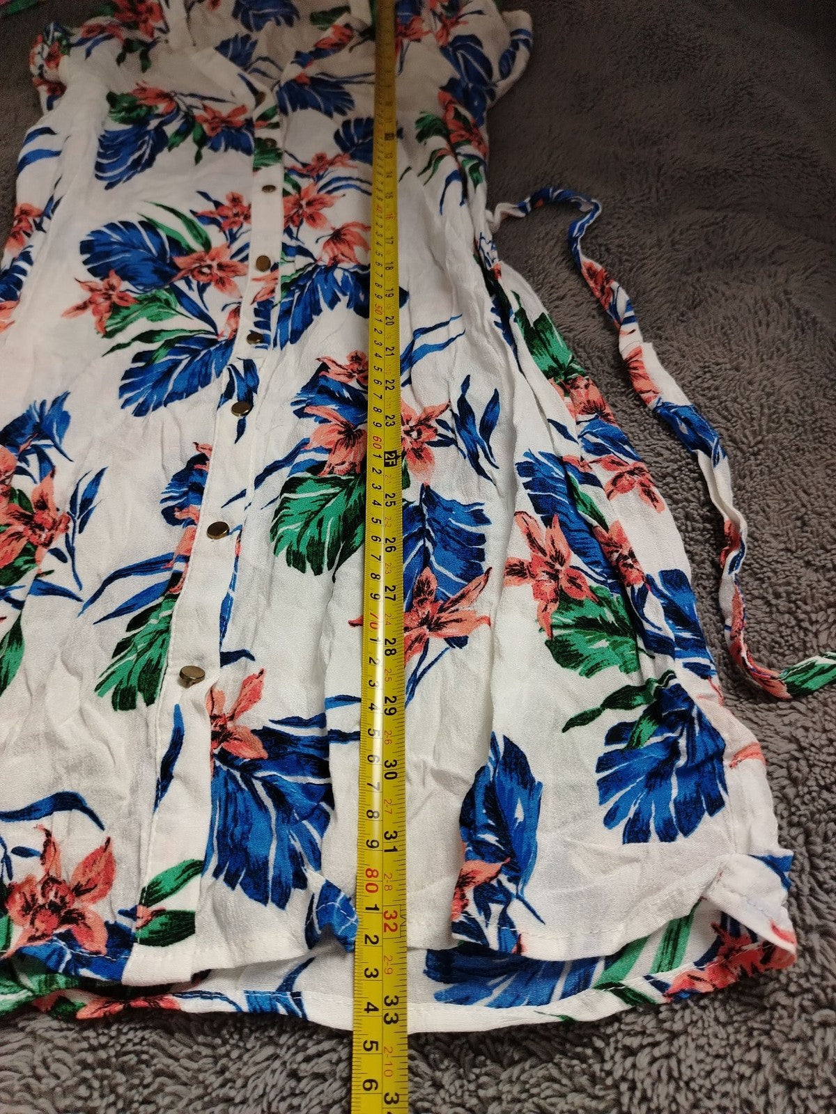F&F Dress Womens UK 10 Floral Shirt Dress Sleeve Button Front Belted Viscose