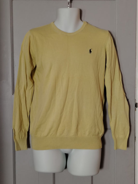 Polo Ralph Lauren Sweater Mens S Yellow Cotton Crewneck Long Sleeve Classic