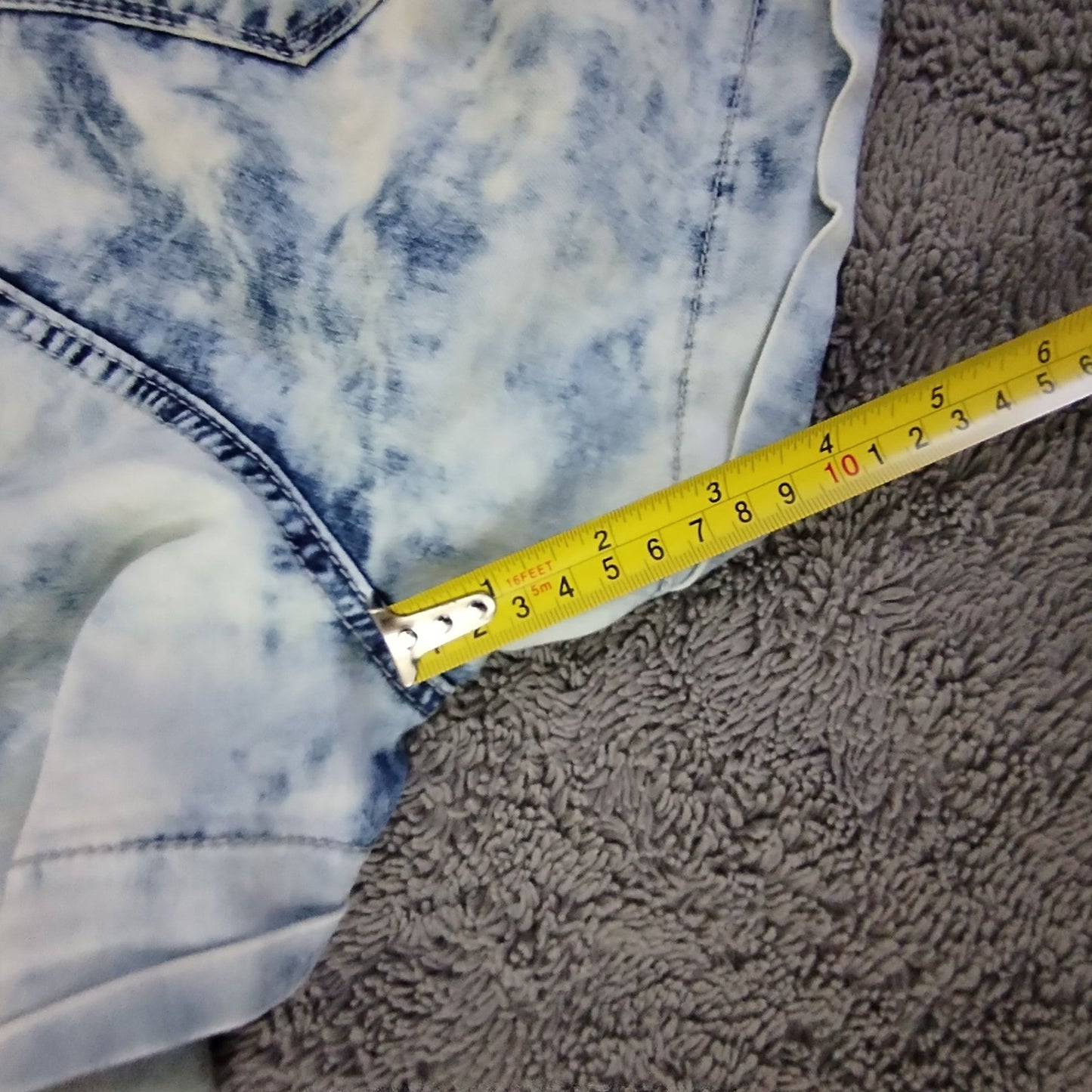 New Look Denim Shorts Girls 13 Acid Wash Button Fly High Rise Blue Stretch