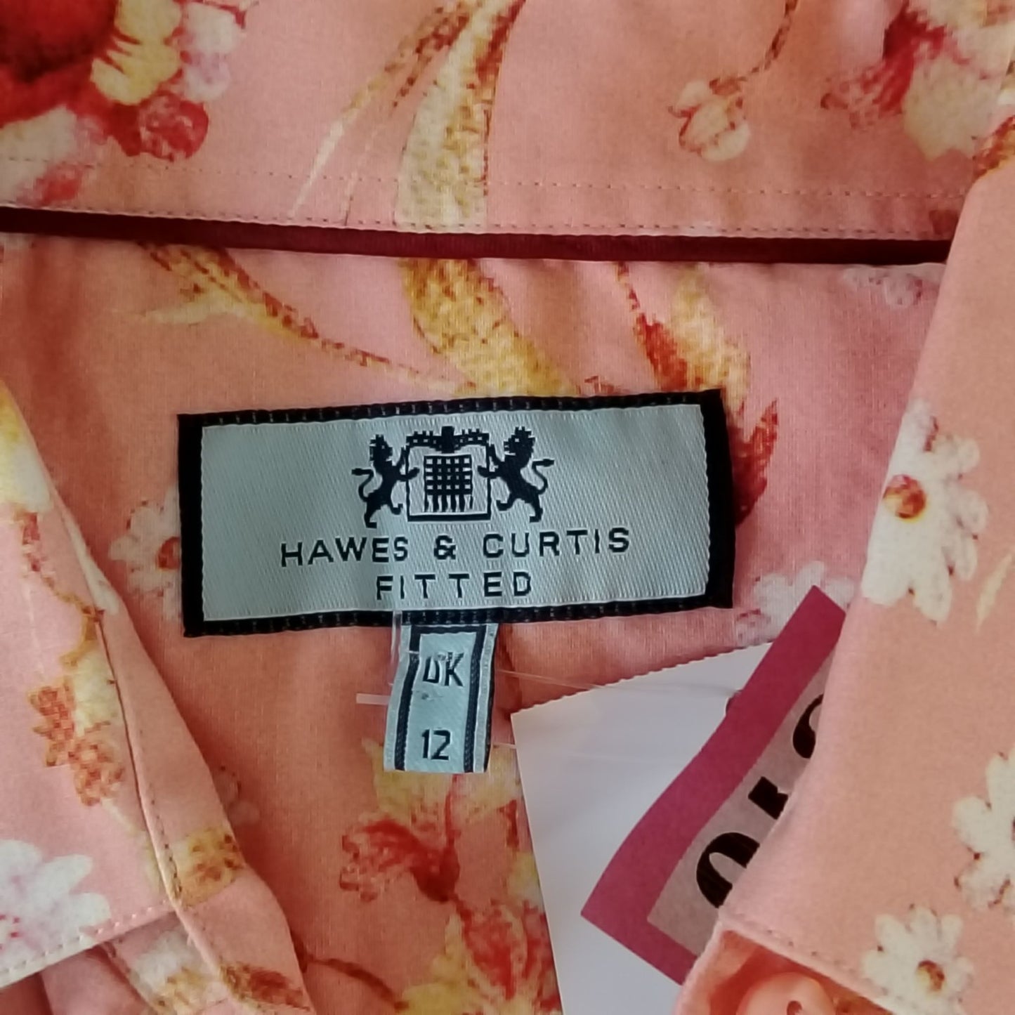 Hawes & Curtis Shirt Womens 12 Fitted Button-Up Long Sleeve Floral Pink Blouse