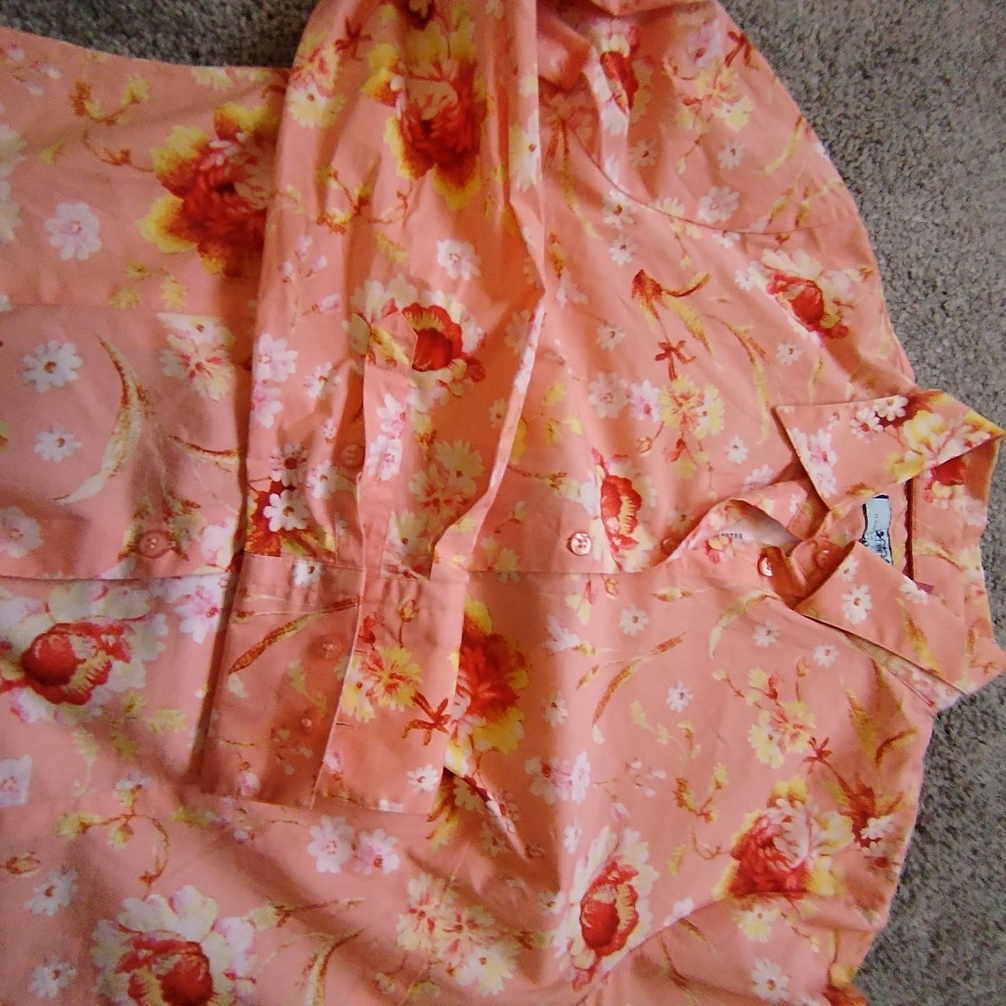 Hawes & Curtis Shirt Womens 12 Fitted Button-Up Long Sleeve Floral Pink Blouse