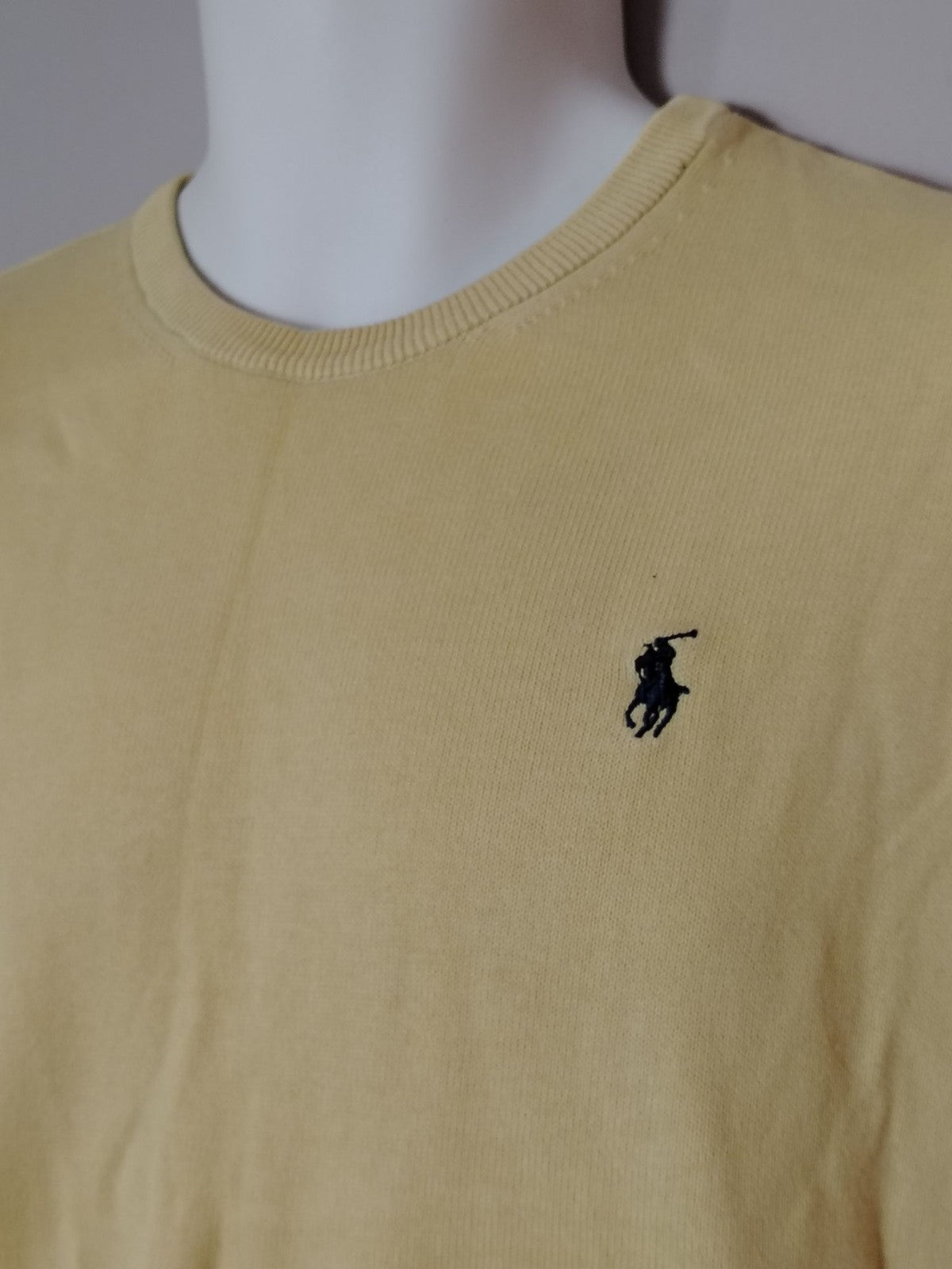 Polo Ralph Lauren Sweater Mens S Yellow Cotton Crewneck Long Sleeve Classic