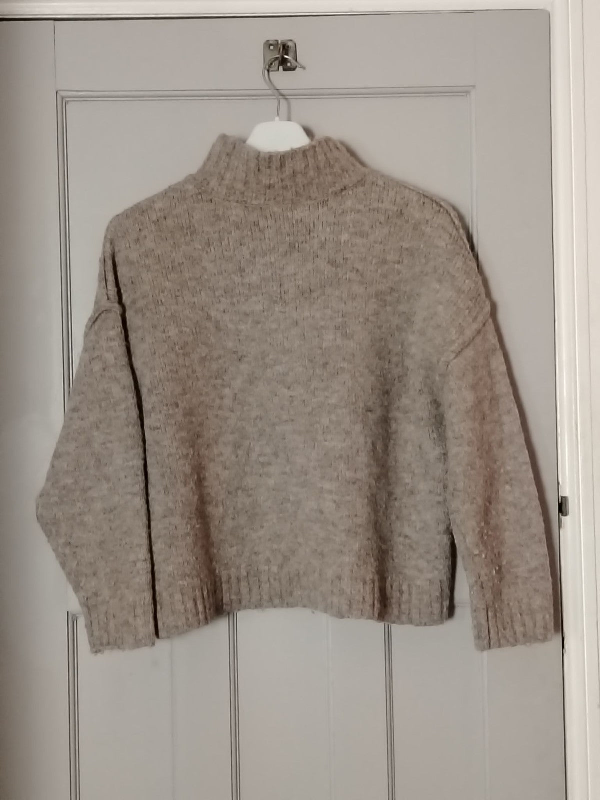 Urban Outfitters Sweater Womens S Mock Neck Cropped Boxy Knit Beige