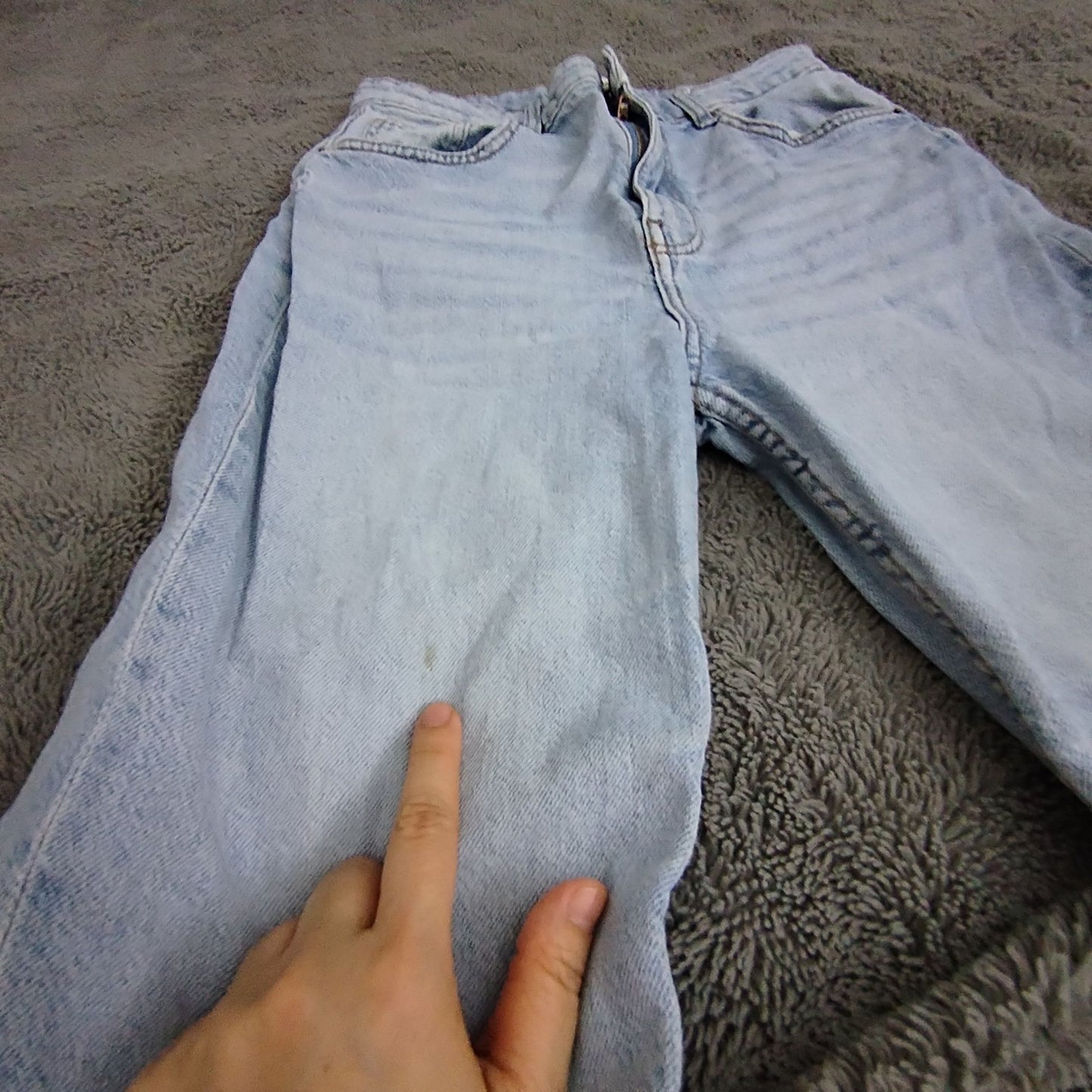 Bershka Jeans Womens 6 Mom Slim Light Blue Faded Stretch Zip Fly Pocket Casual