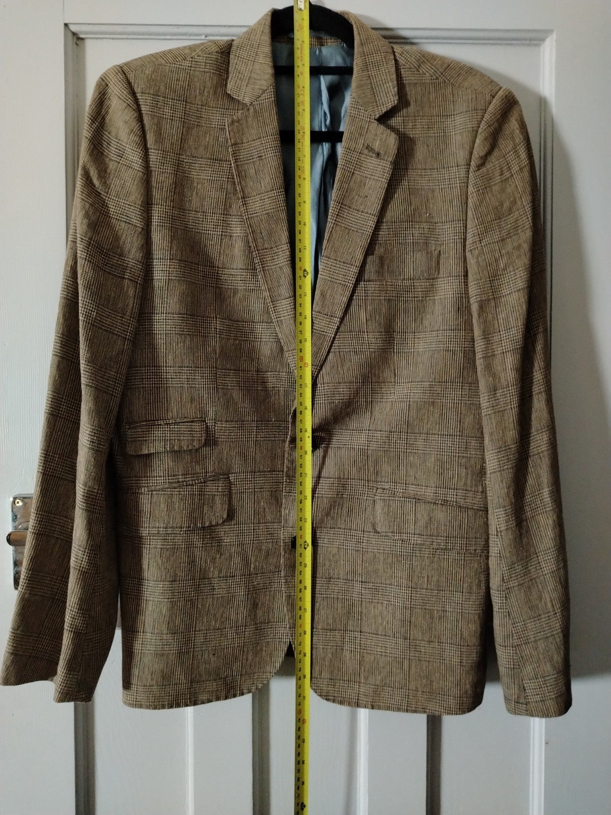 Feraud vintage brown check wool blend blazer jacket size tall L XL very good