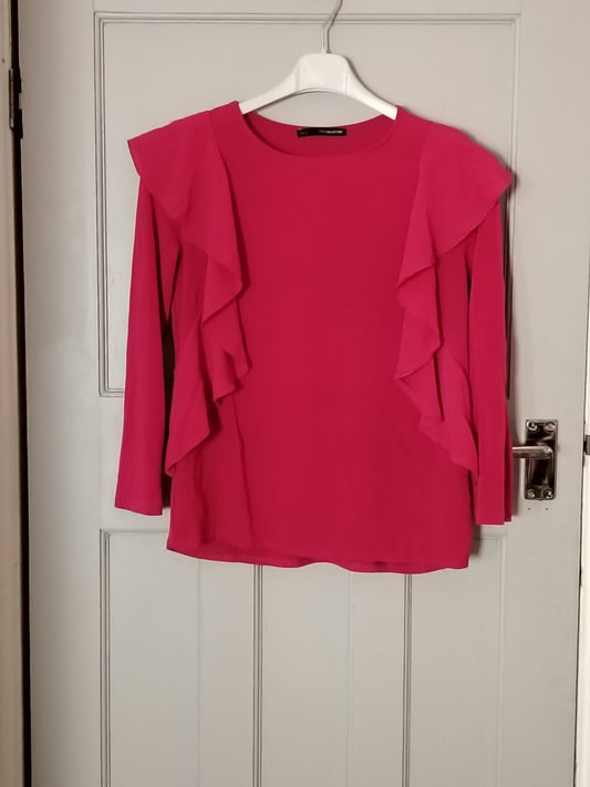 Sfera Collection Blouse Womens S Pink Long Sleeve Ruffle Front Top Polyester