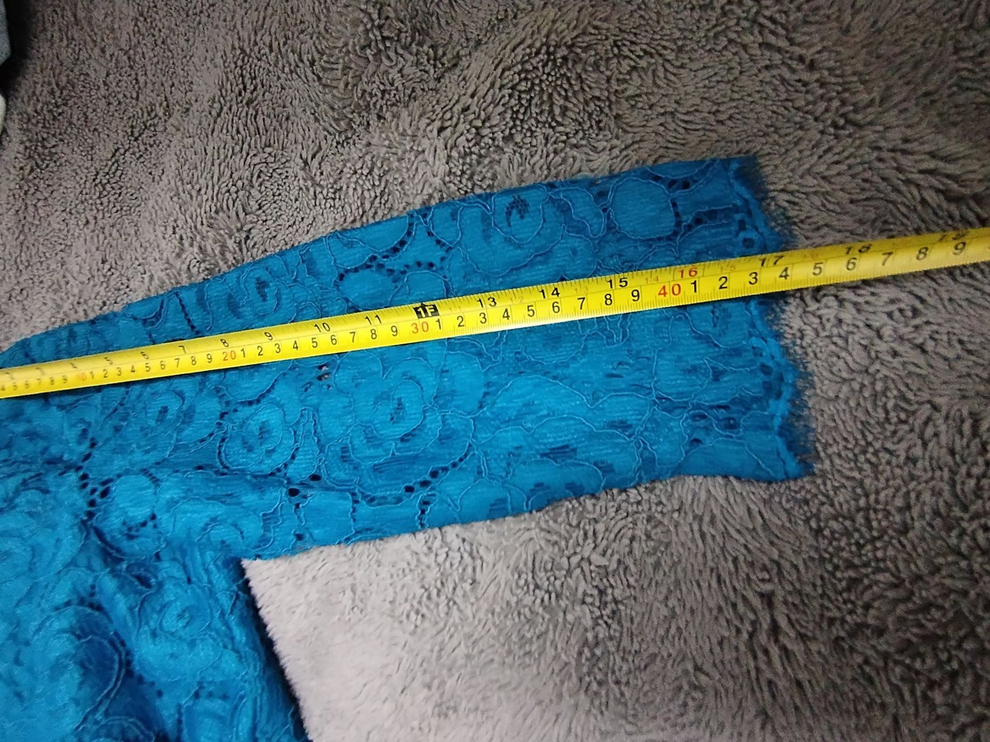 Adrianna Papell Dress Womens UK 12 Teal Lace Overlay V Neck 3/4 Sleeve Formal