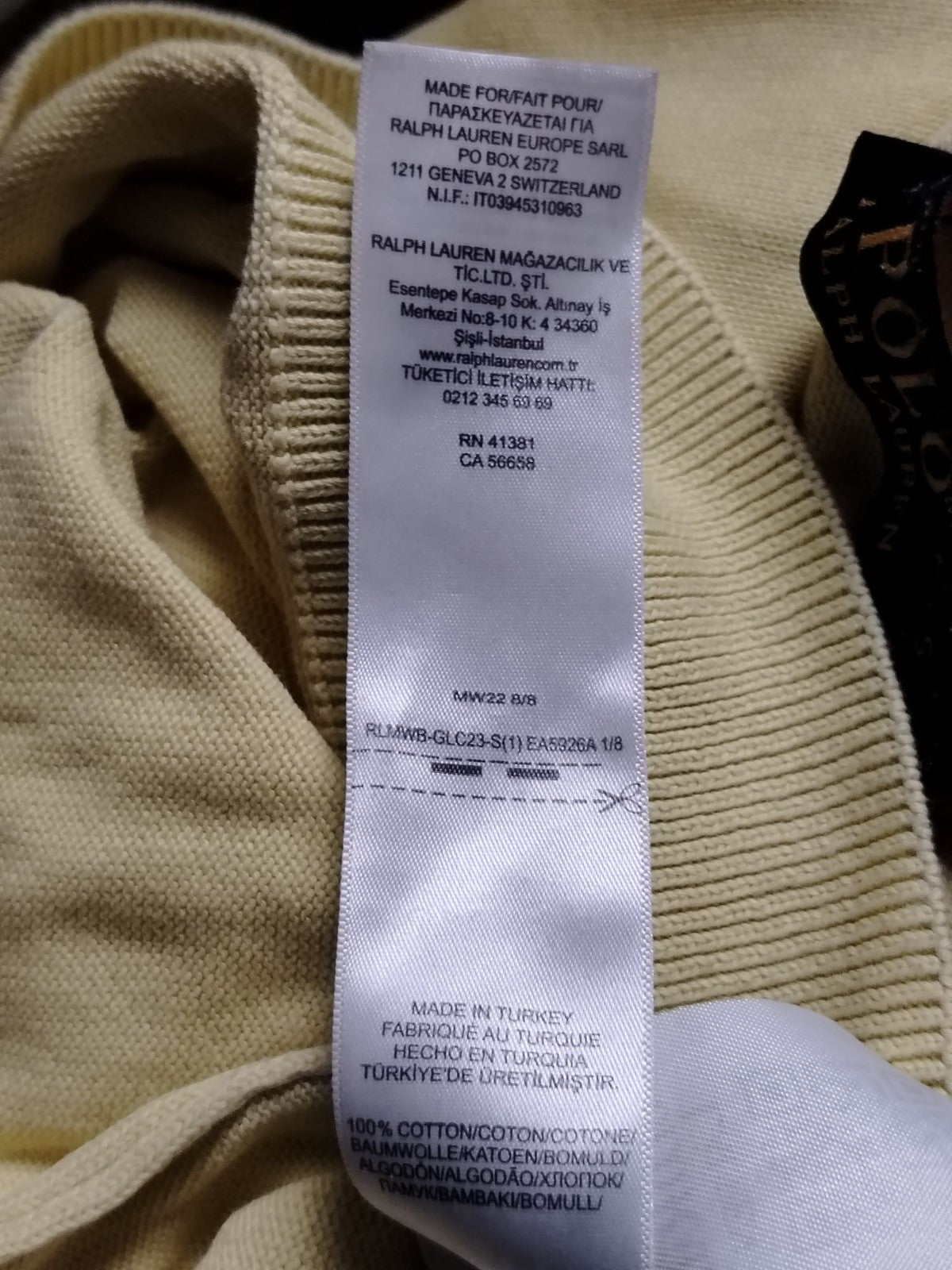 Polo Ralph Lauren Sweater Mens S Yellow Cotton Crewneck Long Sleeve Classic