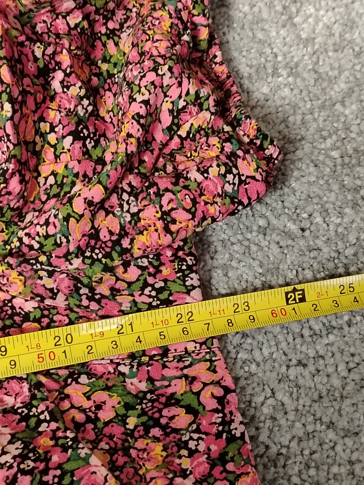 Papaya Dress Womens 18 Pink Floral Square Neck Puff Sleeve Tiered Ruffle Hem