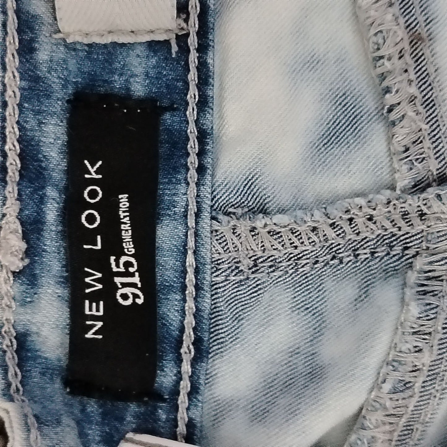 New Look Denim Shorts Girls 13 Acid Wash Button Fly High Rise Blue Stretch