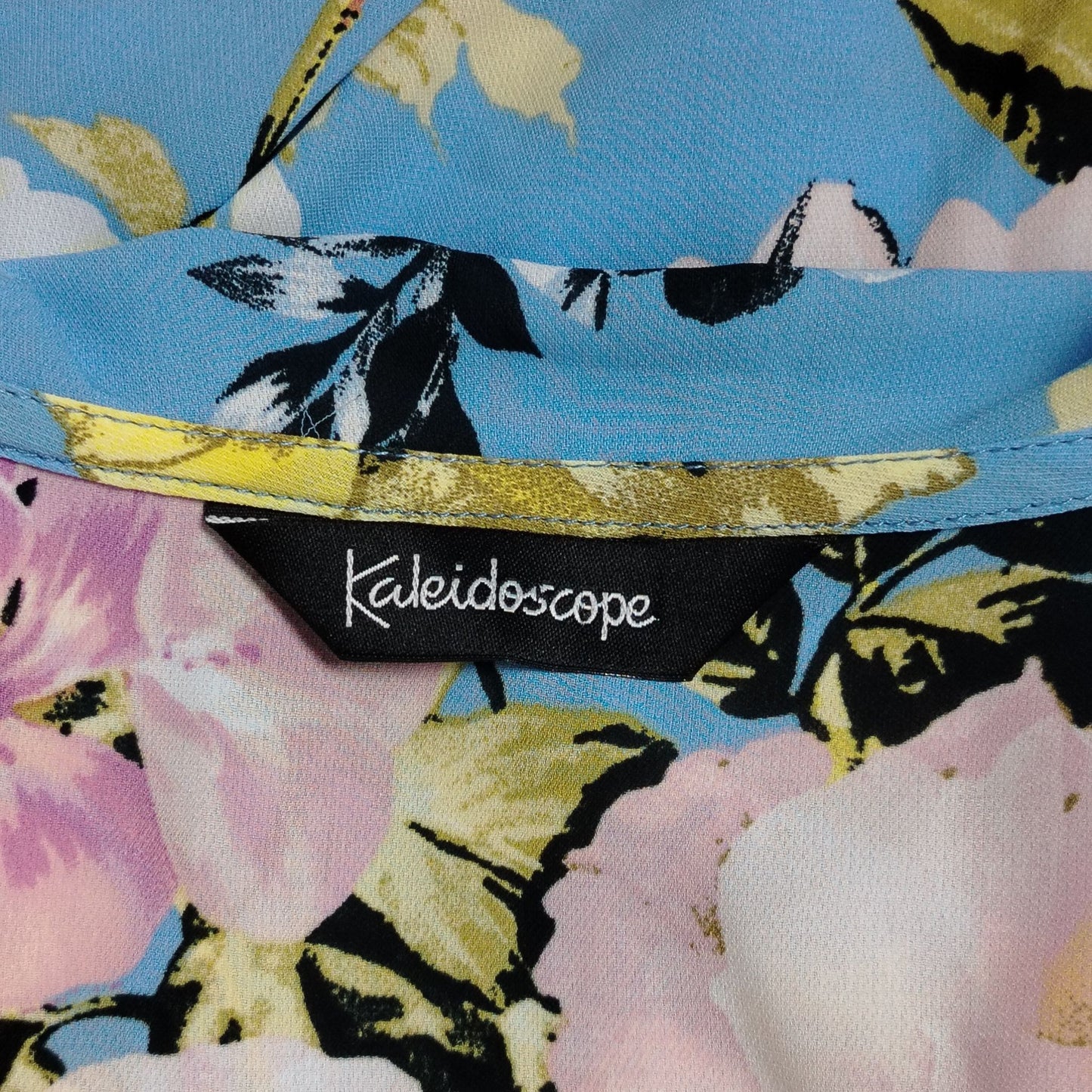 Pre-Loved Kaleidoscope Dress Womens UK 16 Blue Floral Wrap Maxi Ruffle Tie Waist Cap Sleeve