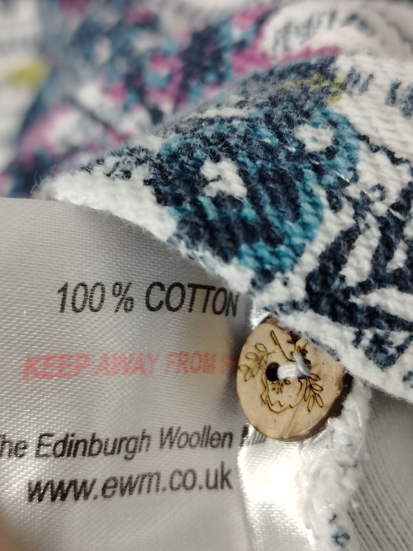 Pre-Loved Country Rose Long Sleeve Jumper Women's M Cotton Stripe Floral Button White Crew