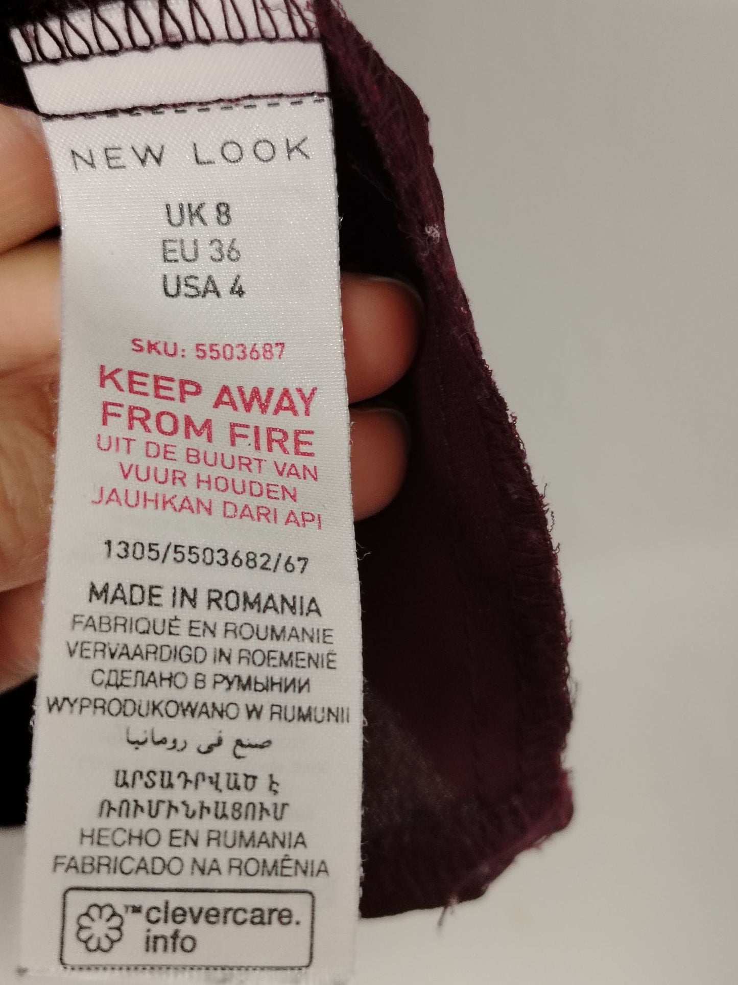 New Look Blouse Womens UK 8 Burgundy Embroidered Peter Pan Collar Ruffle Sleeve