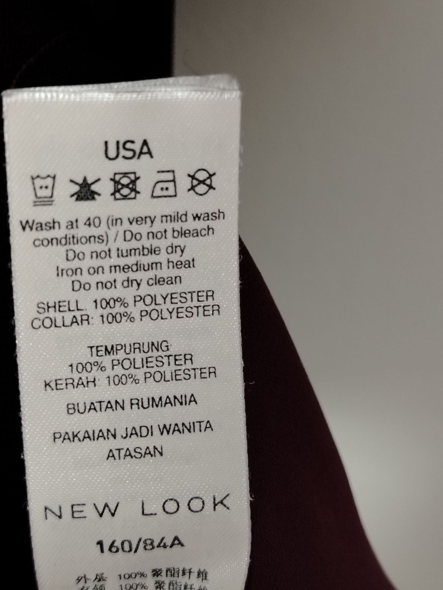 New Look Blouse Womens UK 8 Burgundy Embroidered Peter Pan Collar Ruffle Sleeve