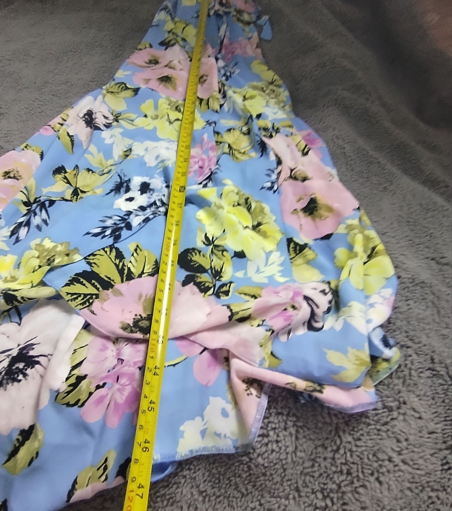 Pre-Loved Kaleidoscope Dress Womens UK 16 Blue Floral Wrap Maxi Ruffle Tie Waist Cap Sleeve